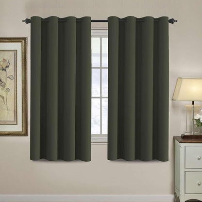 H.VERSAILTEX Blackout Curtain for Living Room Thermal Insulated Window Treatment Curtain Extra Long 63 inch Length Energy Saving Solid Grommet Top Blackout Drape, One Panel, Olive, 52" W x 63" L