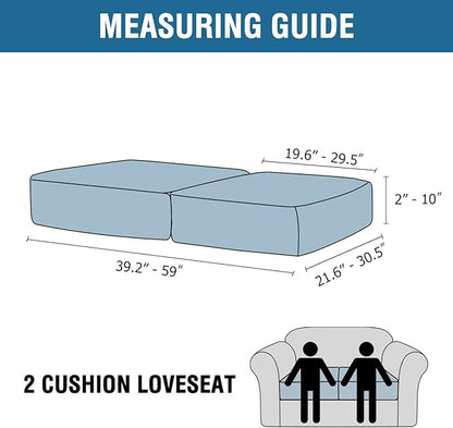 H.VERSAILTEX Velvet Stretch Couch Cushion Cover Plush Cushion Slipcover for Chair Loveseat Sofa Cushion Furniture Protector Seat Cushion Sofa Cover (2 Piece Medium Sofa Cushion Covers, Peacock Blue)