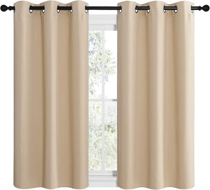NICETOWN Room Darkening Draperies Window Curtain Panels, Thermal Insulated Grommet Room Darkening Curtains for Bedroom (Biscotti Beige, 2 Panels, W42 x L48 -inch)