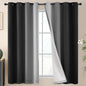SimpleHome Ombre 100% Blackout Curtains for Bedroom 63 Inches Long, Black with White Liner Room Darkening Thermal Insulated Grommet Curtain/Drapes for Living Room,2 Panels Set