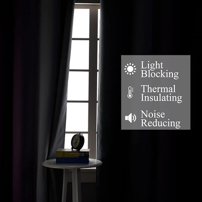 Estelar Textiler Ombre Grey and Purple Blackout Curtains 72 Inch Length 2 Panels, Full Room Darkening Curtains for Living Room, Grommet Thermal Insulated Gradient Drapes for Bedroom, 52x72 Inch