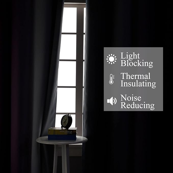 Ombre Purple and Gray Curtains 96 Inches Long, Total Blackout Curtains for Bedroom, Grommet Thermal Insulated Gradient Blackout Drapes, Full Light Blocking Curtains for Kids Room, 52x96 Inch, 2 Panels