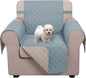 U-NICE HOME Reversible Oversized Chair Covers Quilted Water Repellent Pet Protectors with Elastic Straps(28''Armchair, Light Blue/Beige)
