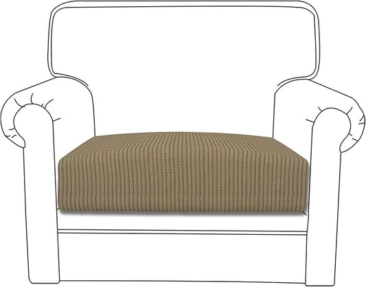 Easy-Going Stretch Chair Cushion Cover Sofa Cushion Furniture Protector Sofa Seat Sofa Slipcover Sofa Cover Soft Flexibility with Elastic Bottom(Chair Cushion, Tan)