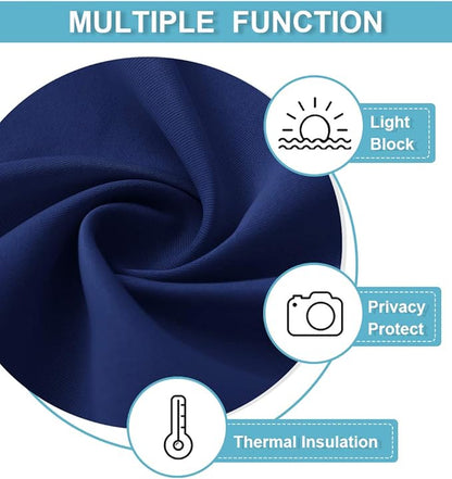 RYB HOME Blackout Privacy Bathroom Window Curtains, Short Thermal Insulated Heat Blocking Privacy Rod Pocket Half Window Curtain Tiers for Nursery Bedroom, Width 42 by Length 30, Marine Blue, 2 Panels