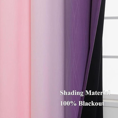 Estelar Textiler Pink and Purple Ombre Short Blackout Curtains 36 Inch Long, Thermal Insulated Grommet Small Half Window Drapes for Cafe/Basement/RV Camper/Kitchen, 52Wx36L, 2 Panels