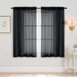 Black Window Sheer Curtains 54 inch Length, Soft Airy Light Filtering Sheer Curtain 2 Panels Set, Dual Rod Pocket Gauze Black Drapes for Living Room Bedroom, 2x42Wx54L Inches