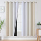 Estelar Textiler Full Room Darkening Blackout Curtains 72 Inch Length 2 Panels Set, Ombre Greyish White and Beige Thermal Insulated Full Light Blocking Grommet Blackout Drapes for Bedroom, 52Wx72L