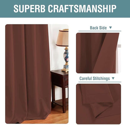 H.VERSAILTEX Blackout Curtain for Living Room Small Window Kitchen Blackout Curtains 45 inch Length Energy Saving Solid Grommet Blackout Drape, One Panel, Rust, 52" W x 45" L