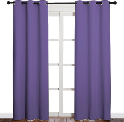 NICETOWN 84 inches Blackout Curtains for Office and Theater, Thermal Insulated Solid Grommet Drapes for Living Room (Lilac Purple, 1 Pair, 42 inches Wide)