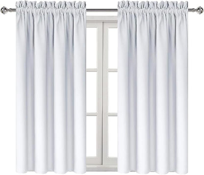 DWCN Greyish White Blackout Curtains for Bedroom –Rod Pocket Thermal Insulated Room Darkening Drapes for Living Room, W 42 x L 54 Inch, 2 Panels