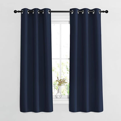 NICETOWN Navy Blue Blackout Curtains & Drapes - Window Treatment Energy Saving Thermal Insulated Room Darkening Solid Grommet Panels for Living Room (1 Pair, W37 x L63)