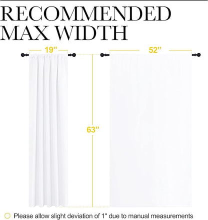 NICETOWN Bedroom Window Curtain Panels - Window Treatment Rod Pocket Drapes for Nursery (White, 2 Panels, 52" by 63")