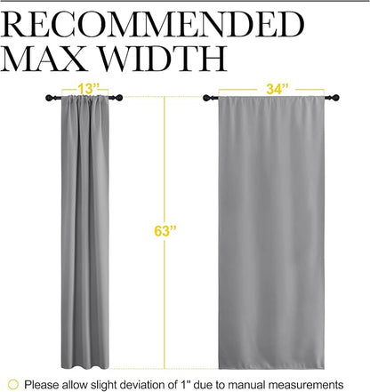 NICETOWN Kitchen Window Curtains 63 Long - Home Decoration Thermal Insulated Rod Pocket Blackout Blinds & Drapes for Small Windows (Silver Grey, 2 Panels, W34 x L63 -Inch)
