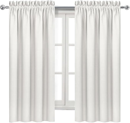 DWCN Blackout Curtains Thermal Insulated, Energy Saving & Noise Reducing Bedroom and Living Room Curtains, Ivory, W 38x L 72 Inch, Set of 2 Rod Pocket Curtain Panels