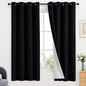 Yakamok 100% Blackout Curtains Black Room Darkening Thermal Insulated Window Curtain with 2 Thick Layers-Set of 2 Panels Grommet Top Drapes for Bedroom Living Room 52 Inches by 63 Inches Length