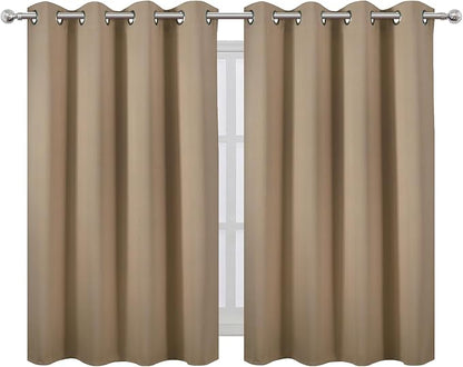 LEMOMO Natural Thermal Blackout Curtains/52 x 45 Inch/Set of 2 Panels Room Darkening Curtains
