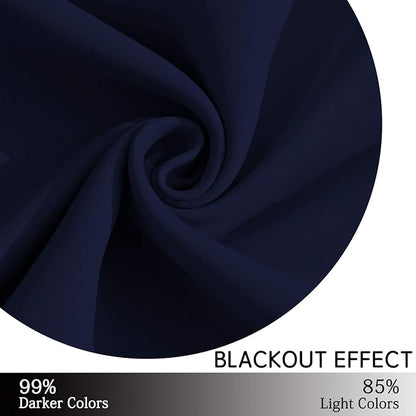 Yakamok Room Darkening Grommet Window Blackout Drapes Thermal Insulated Navy Blue Blackout Curtains for Bedroom(38Wx84L, 2 Panels)
