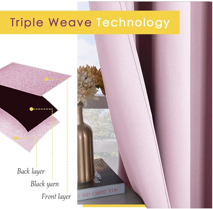 NICETOWN Blackout Draperies Curtains for Girls Room, Nursery Essential Thermal Insulated Grommet Top Blackout Panels (Baby Pink=Lavender Pink, 1 Pair, 42 x 54 Inch)