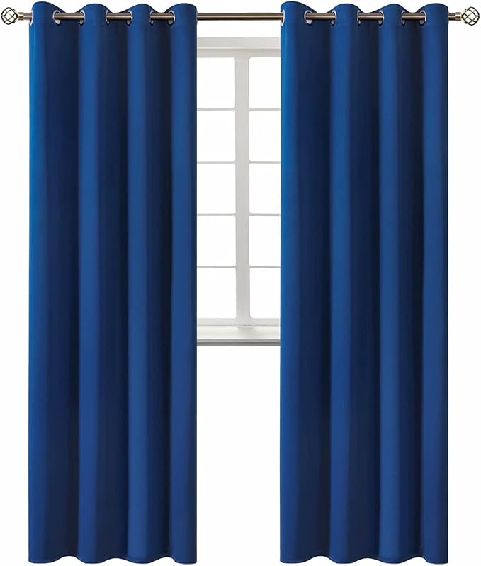 BGment Blackout Curtains for Bedroom - Grommet Thermal Insulated Room Darkening Curtains for Living Room, 52 x 95 Inch, 2 Panels, Royal Blue