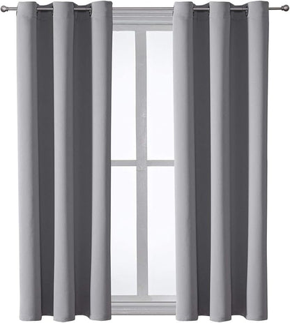 ChrisDowa Grommet Blackout Curtains for Bedroom and Living Room - 2 Panels Set Thermal Insulated Room Darkening Curtains (Light Grey, 42W x 63L)