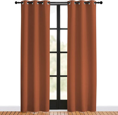 NICETOWN Blackout Draperies Curtains for Girls Room, Burnt Orange, 1 Pair, 34 x 80 inches, Nursery Essential Thermal Insulated Grommet Top Blackout Panels