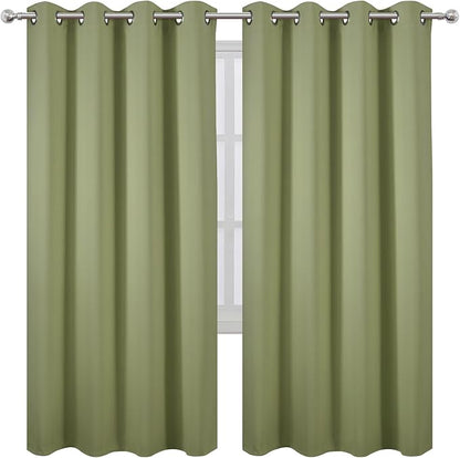 LEMOMO Sage Green Thermal Blackout Curtains/52 x 72 Inch/Set of 2 Panels Room Darkening Curtains for Bedroom