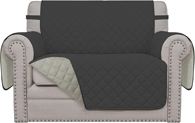 Easy-Going Oversized Chair Sofa Slipcover Reversible Sofa Cover Water Resistant Couch Cover Furniture Protector Cover with Elastic Straps for Pets Dog (Oversized Chair, Dark Gray/Beige)