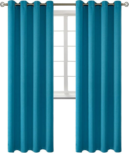 BGment Blackout Curtains - Grommet Thermal Insulated Room Darkening Bedroom and Living Room Curtains, Set of 2 Panels (52 x 84 Inch, Peacock Blue)
