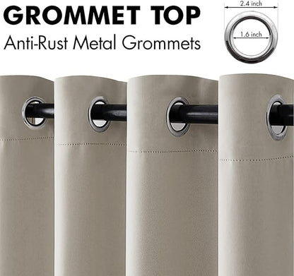 MIULEE Room Darkening Curtains Thermal Insulated Drapes Solid Window Treatment Set Grommet Top Light Blocking Blackout Curtain for Living Room/Bedroom 2 Panels 52 x 84 inch Length Stone