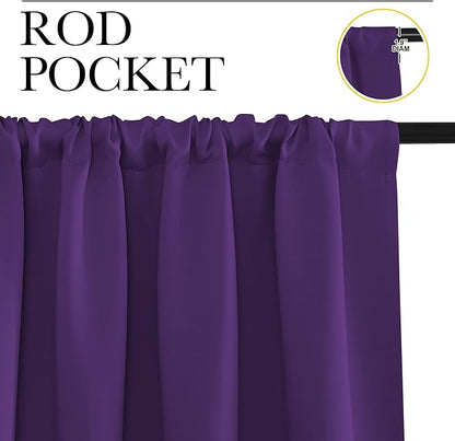 NICETOWN RV Blackout Curtains for Camper Windows, Royal Purple, 29" Wide by 40" Long, 2 PCs, Short Blackout Curtains & Drapes, Thermal Insulated Blackout Curtain Panels for Kids Room, Play Room