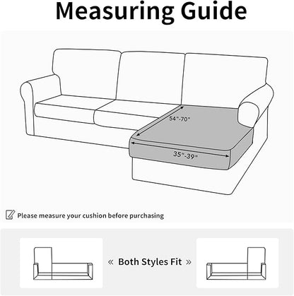 Easy-Going Stretch Sectional Couch Covers 1 Piece Chaise Lounge Slipcover L Shape Separate Cushion Couch Seat Chaise Cover for Both Left/Right Sectional Couch Snow White