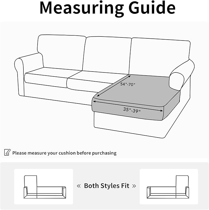 Easy-Going Stretch Sectional Couch Covers 1 Piece Chaise Lounge Slipcover L Shape Separate Cushion Couch Seat Chaise Cover for Both Left/Right Sectional Couch Bluestone