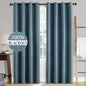 MIULEE 2 Panels Blackout Curtains Polyester Texture Opaque Curtains for Bedroom 100% Blackout Thermal Insulated Dusty Blue Curtains 90 Inches Long for Living Room