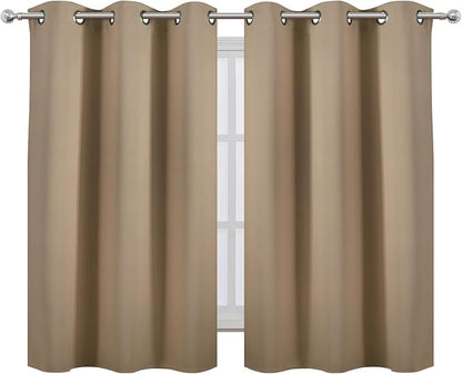 LEMOMO Natural Blackout Curtains/38 x 54 Inch/Set of Two Panels Grommet Living Room Curtains