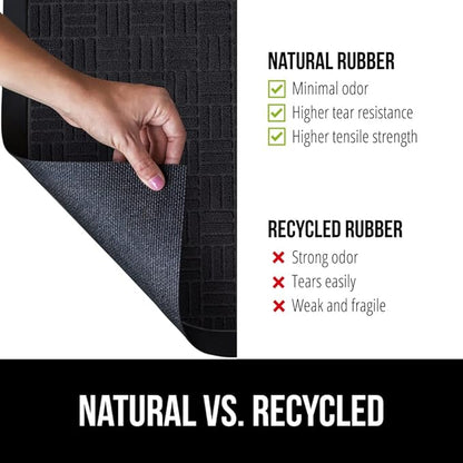 GORILLA GRIP 100% Waterproof All-Season WeatherMAX Doormat US Designed Natural Rubber, Stain and Fade Resistant, Low Profile Indoor Outdoor Door Mats, Easy Clean Patio Mat, 29x17, Black Maze