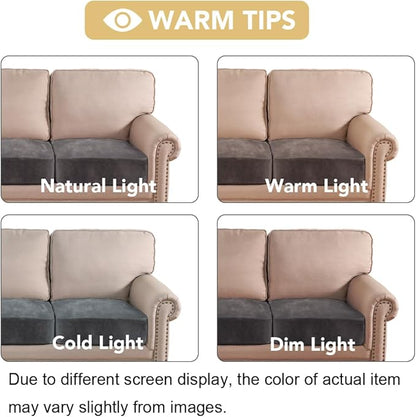 H.VERSAILTEX Velvet Stretch Couch Cushion Cover Plush Cushion Slipcover for Chair Loveseat Sofa Cushion Furniture Protector Seat Cushion Sofa Cover (3 Piece XL Sofa Cushion Covers, Grey)