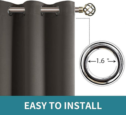 BGment Blackout Curtains for Bedroom - Grommet Thermal Insulated Room Darkening Curtains for Living Room, Set of 2 Panels (38 x 63 Inch, Grey)