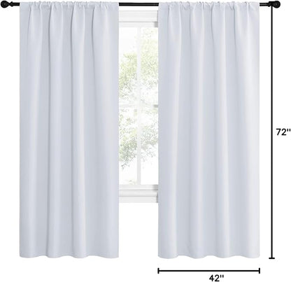 NICETOWN Kitchen Room Darkening Curtains - Window Treatment Thermal Insulated Rod Pocket Room Darkening Curtains/Drapes for Bedroom (2 Panels, 42 by 72, Greyish White)