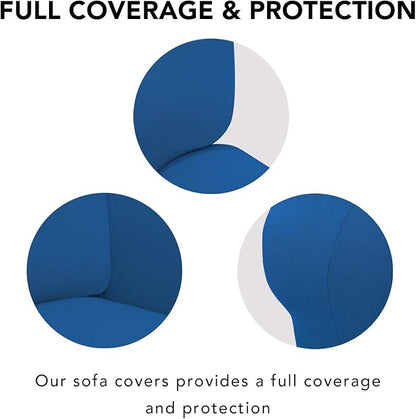 PureFit Super Stretch Sofa Slipcover – Spandex Non Slip Soft Couch Sofa Cover, Washable Furniture Protector with Non Skid Foam and Elastic Bottom for Kids, Pets （Loveseat, Classic Blue）