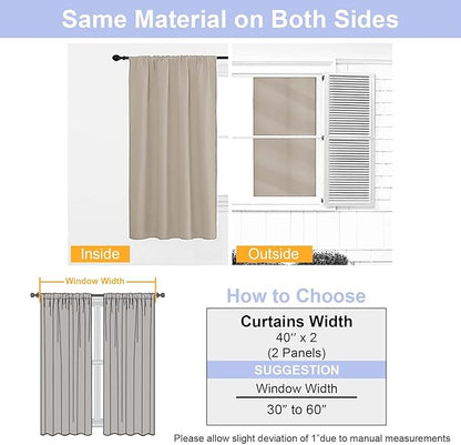Simplebrand Ava Biscotti Beige Blackout Curtains for Bedroom 72 Inch Length 2 Panels Set, Privacy Thermal Insulated Rod Pocket Door Window Curtains for Patio French Front Door, W40 x L72 Inch