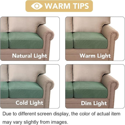H.VERSAILTEX Super Stretch Individual Seat Cushion Covers - Sofa & Couch Cushion Slipcover Sets - Thick Jacquard Textured Twill Fabric (3 Piece XL Sofa Cushion Covers, Loden Frost)