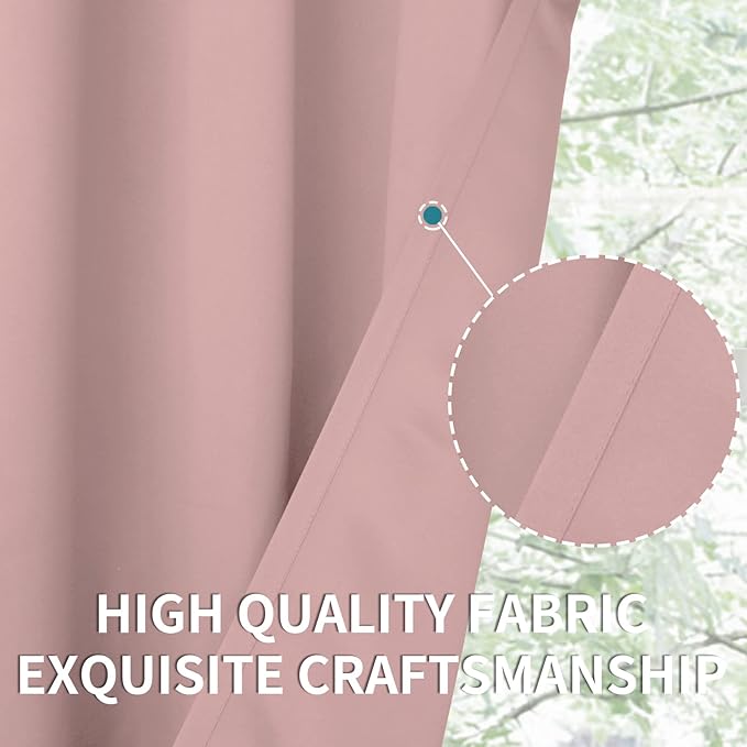 BGment Room Darkening Curtains 120 Inches Long - Grommet Thermal Insulated Drapes Window Treatment Curtains for Bedroom, 2 Panels, 52 x 120 Inch, Baby Pink