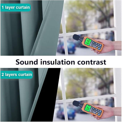 NICETOWN Greyish Blue Blackout Curtains 84 inches Long, Full Light Blocking Drapes with Black Liner for Nursery, Thermal Insulated Draperies for Hall, Villa (2 Pieces, 42" Wide Each Panel)