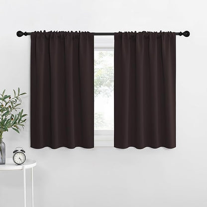 NICETOWN RV Blackout Curtains for Camper Windows, Toffee Brown, 42" x 36", Set of 2, Kitchen Curtains, Short Blackout Drapes, Thermal Insulated Rod Pocket Window Treatment Draperies for Nursery