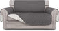Easy-Going Reversible Loveseat Couch Cover for 2 Cushion Couch Sofa Cover for Dogs Water Resistant Furniture Protector with Foam Sticks Elastic Straps for Pet (Loveseat, Gray/Ivory)