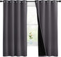 NICETOWN 100% Blackout Curtains with Black Liners, Thermal Insulated Full Blackout 2-Layer Lined Drapes, Energy Efficiency Window Draperies for Bedroom (Grey, 2 Panels, 55-inch W by 68-inch L)