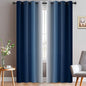 Yakamok 96 Inch Length Light Blocking Thermal Insulated Grommet Window Drapes, Room Darkening Gradient Color Ombre Curtains for Bedroom(Blue and Greyish White, 52x96 Inch, Set of 2)