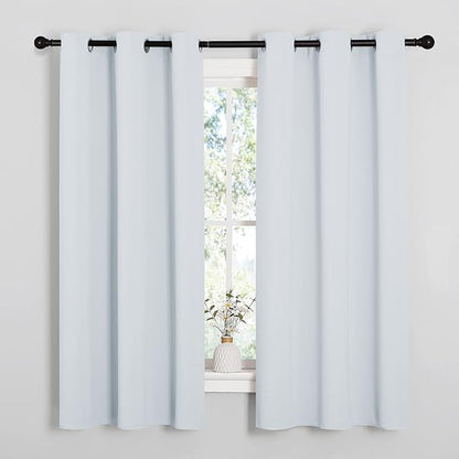 NICETOWN Window Treatment Thermal Insulated Grommet Room Darkening Curtains Drapes for Bedroom(2 Panels,42 by 63,Platinum-Greyish White)