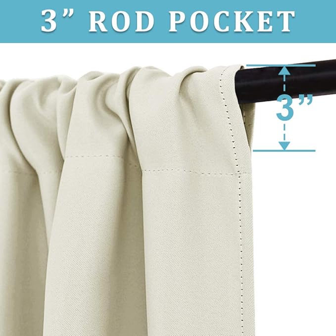 RYB HOME 2 Panels Doorway Curtains, Thermal Insulated Privacy Rod Pocket Easy Installation Drapes for Living Room Bedroom Dining Room, Width 34 by Length 80, Beige